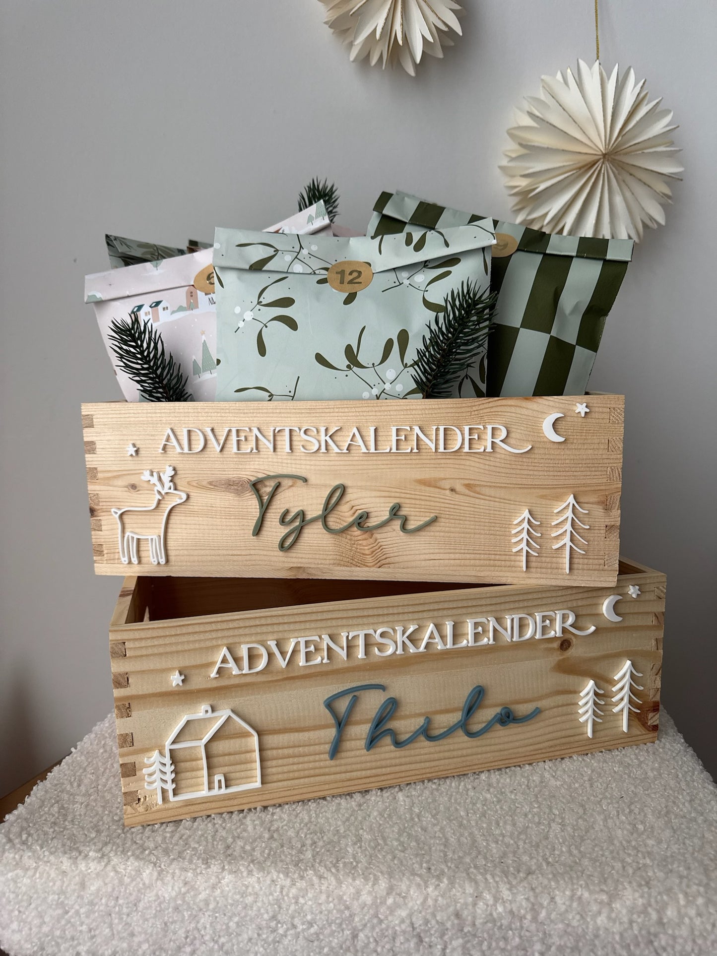 Personalisierter Adventskalenderkiste zum Befüllen