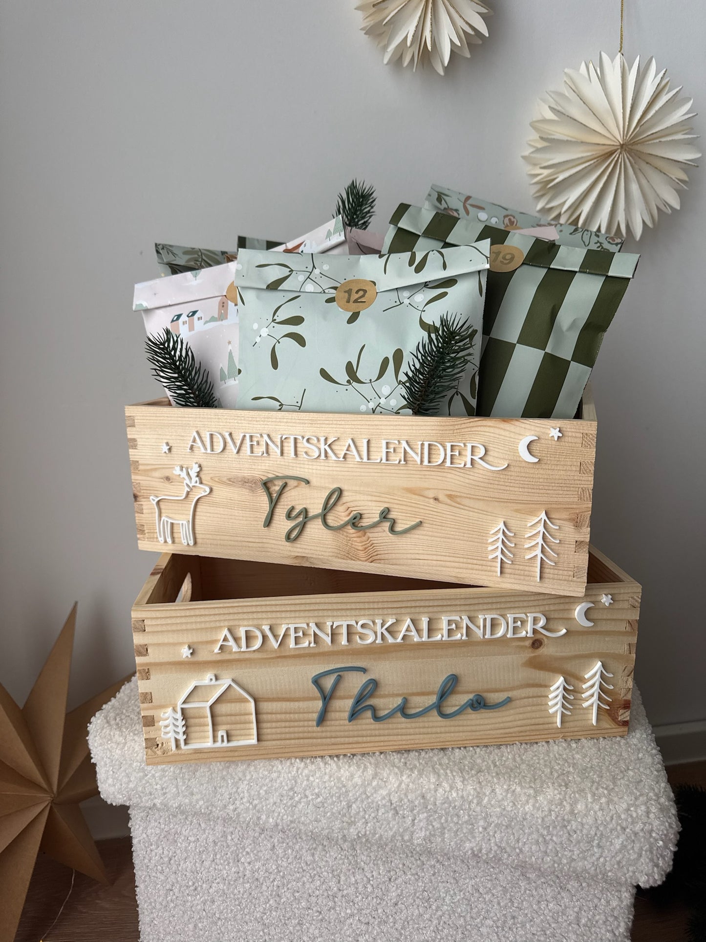 Personalisierter Adventskalenderkiste zum Befüllen