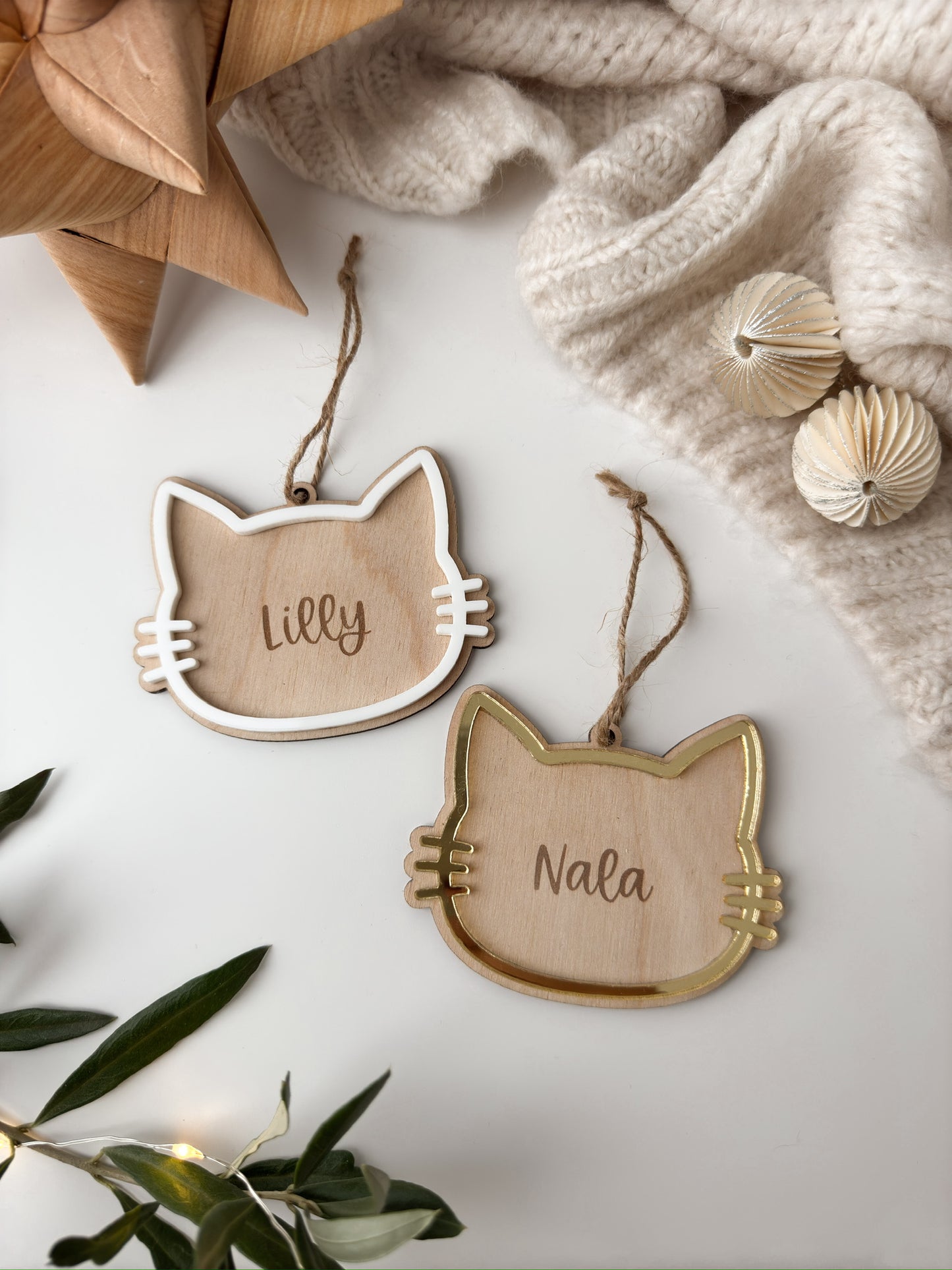 Personalisierter Christbaumanhänger - Hund & Katze