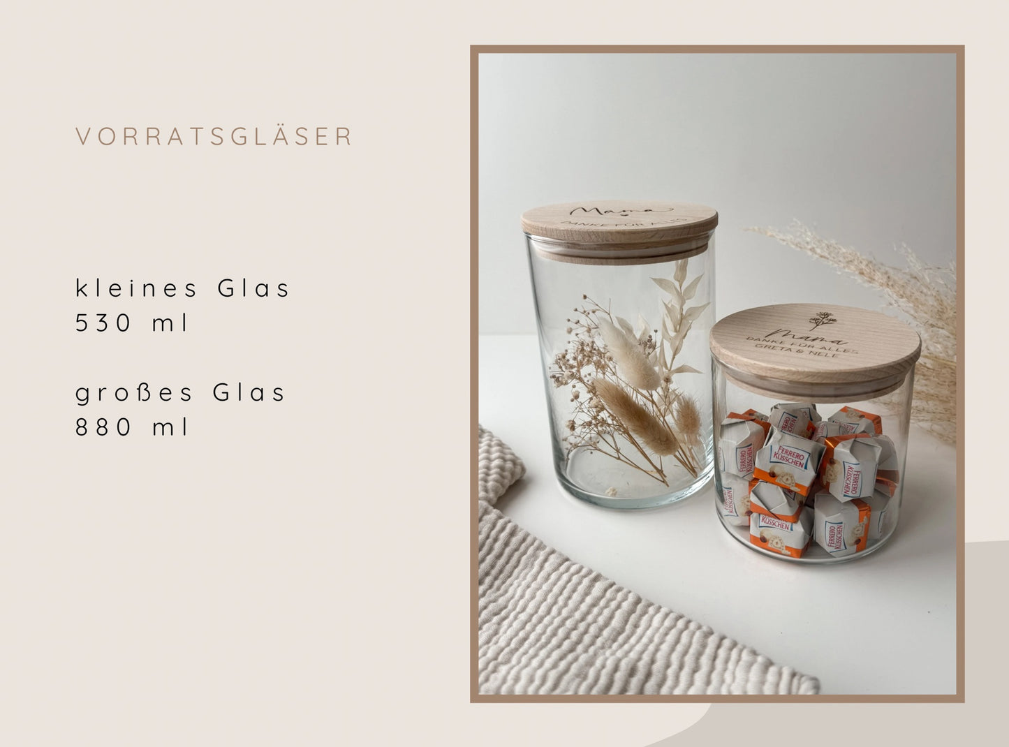 Vorratsglas mit Holzdeckel - winterliche Häuschen