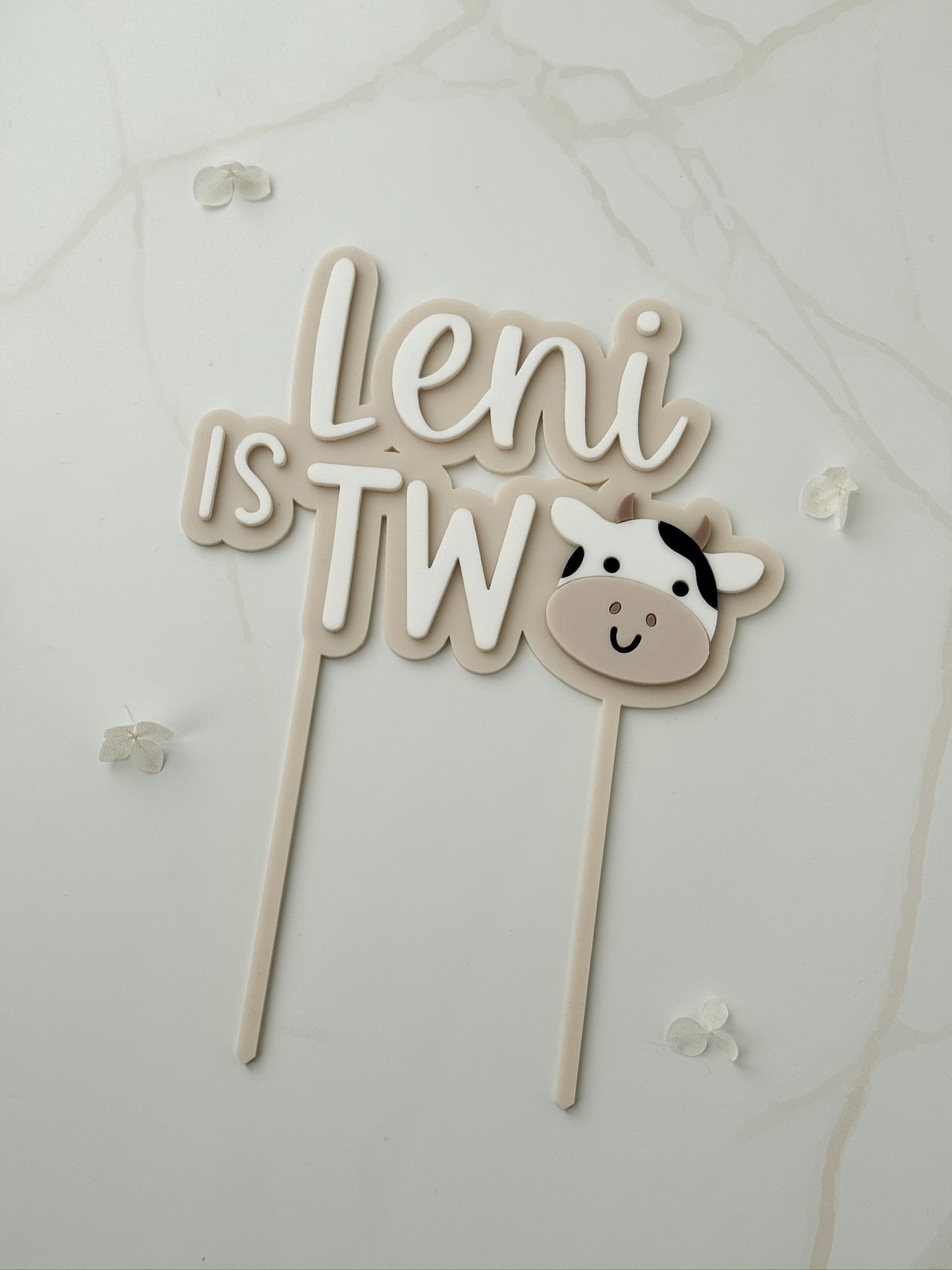 Cake Topper ONE, TWO - Kuh