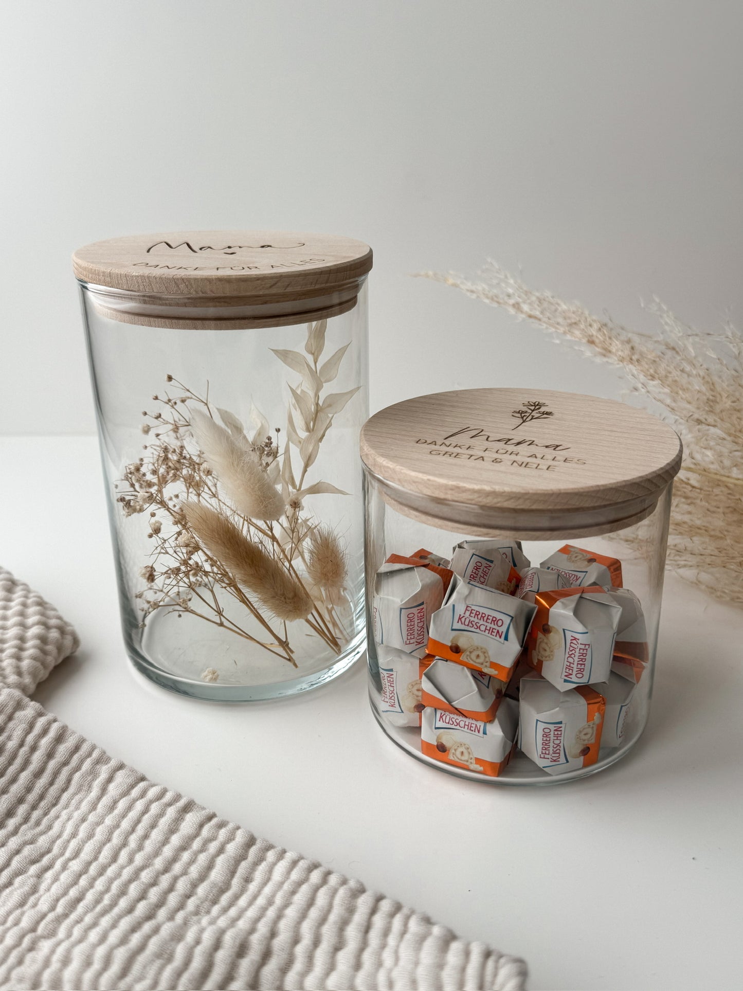 Vorratsglas mit Holzdeckel zu Muttertag
