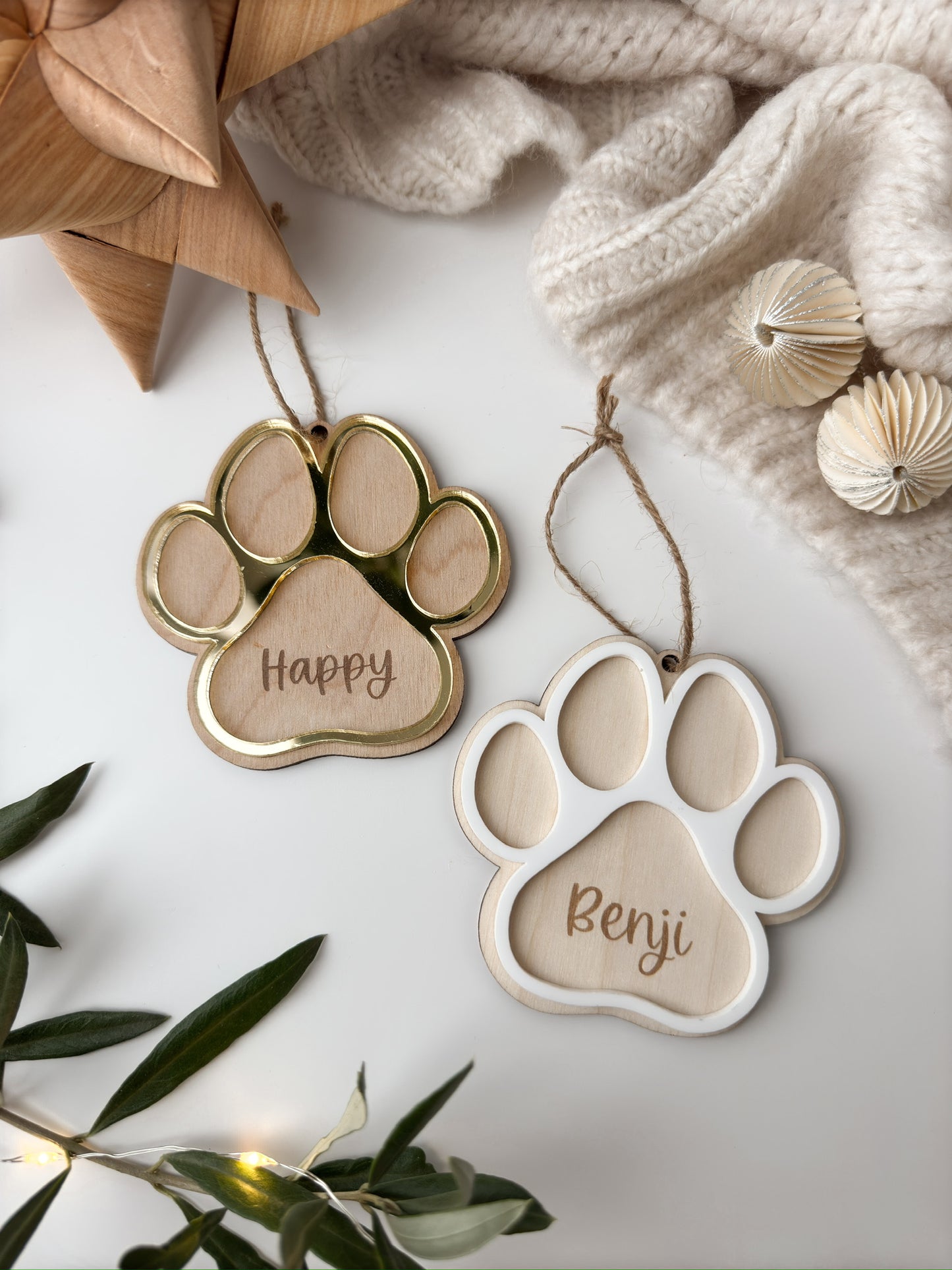 Personalisierter Christbaumanhänger - Hund & Katze