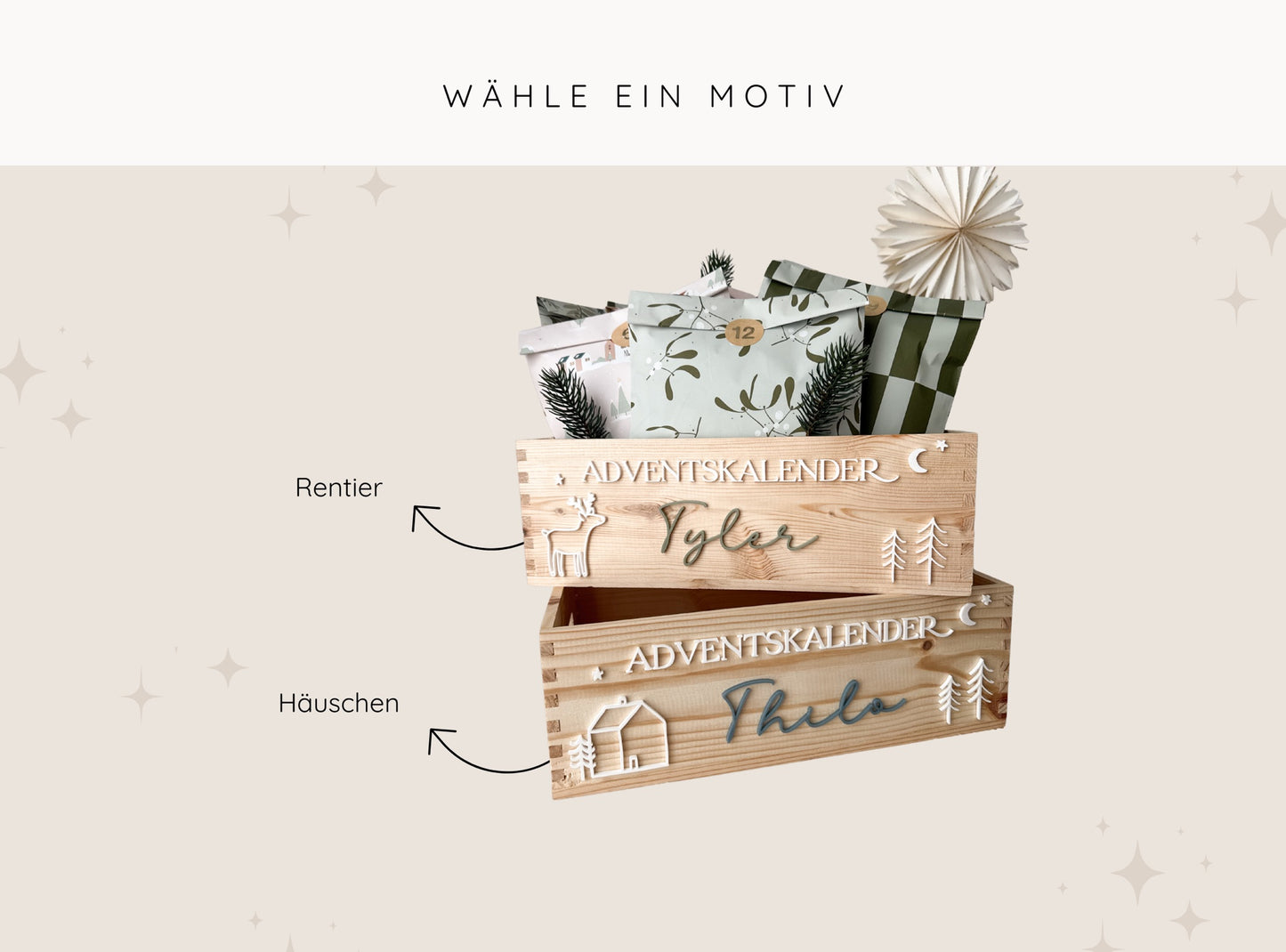 Personalisierter Adventskalenderkiste zum Befüllen