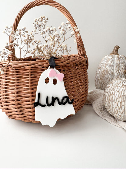 Halloweenkörbchen mit personalisiertem Anhänger