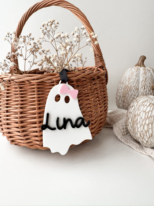 Halloweenkörbchen mit personalisiertem Anhänger