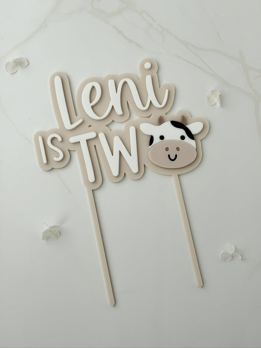 Cake Topper ONE, TWO - Kuh