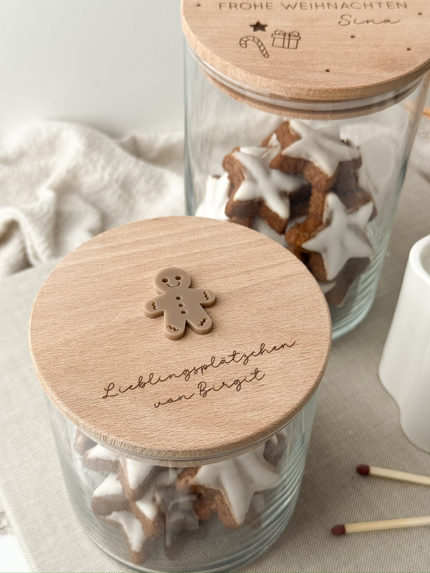 Vorratsglas mit Holzdeckel - Lebkuchenmann