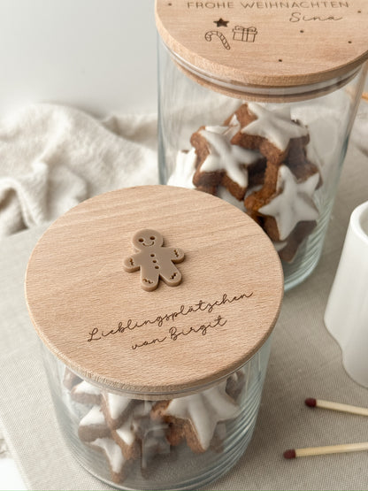 Vorratsglas mit Holzdeckel - Lebkuchenmann