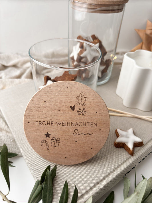 Vorratsglas mit Holzdeckel - Weihnachten
