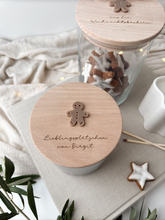 Vorratsglas mit Holzdeckel - Lebkuchenmann