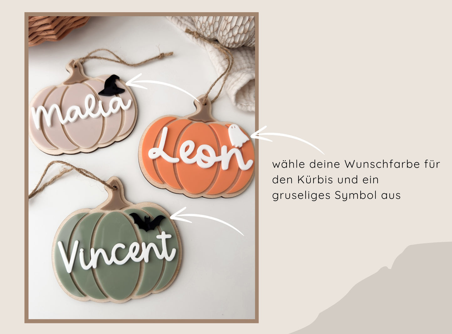 Personalisierter Halloweenanhänger Kürbis