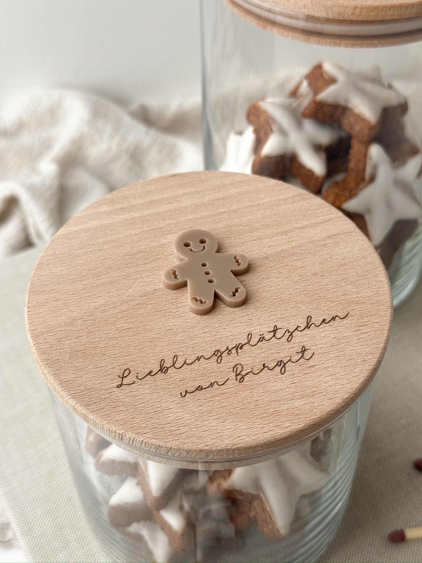 Vorratsglas mit Holzdeckel - Lebkuchenmann