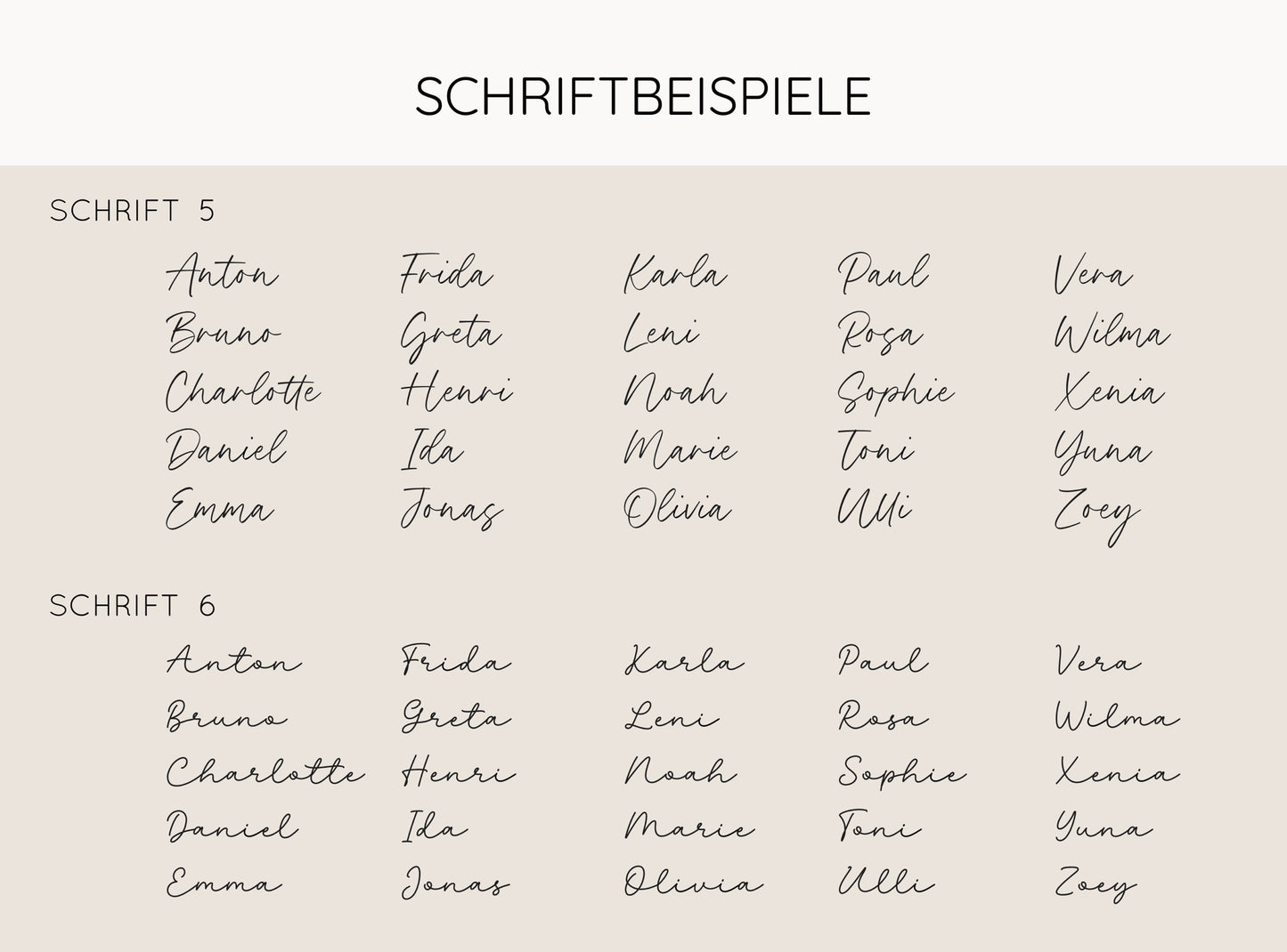Personalisierte Platzkarte