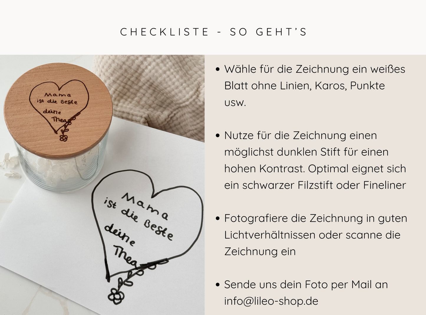 Personalisiertes Vorratsglas mit Kinderzeichnung Gravur