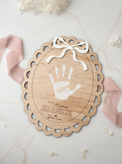 Personalisiertes Schild mit Handabdruck