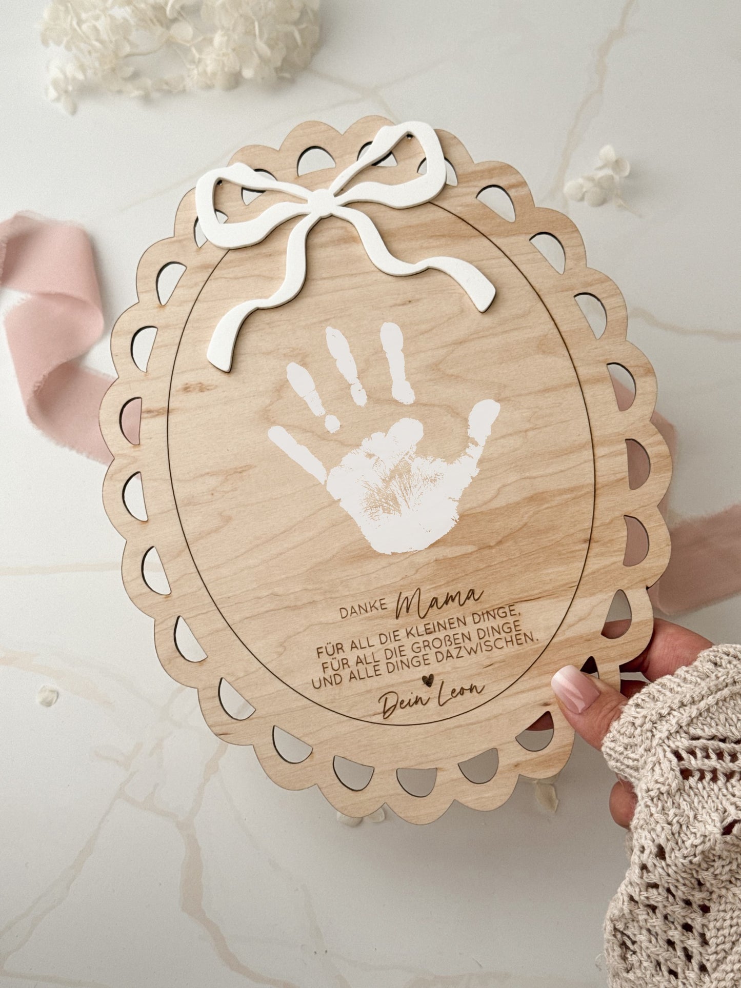 Personalisiertes Schild mit Handabdruck