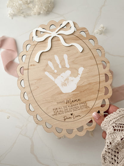 Personalisiertes Schild mit Handabdruck