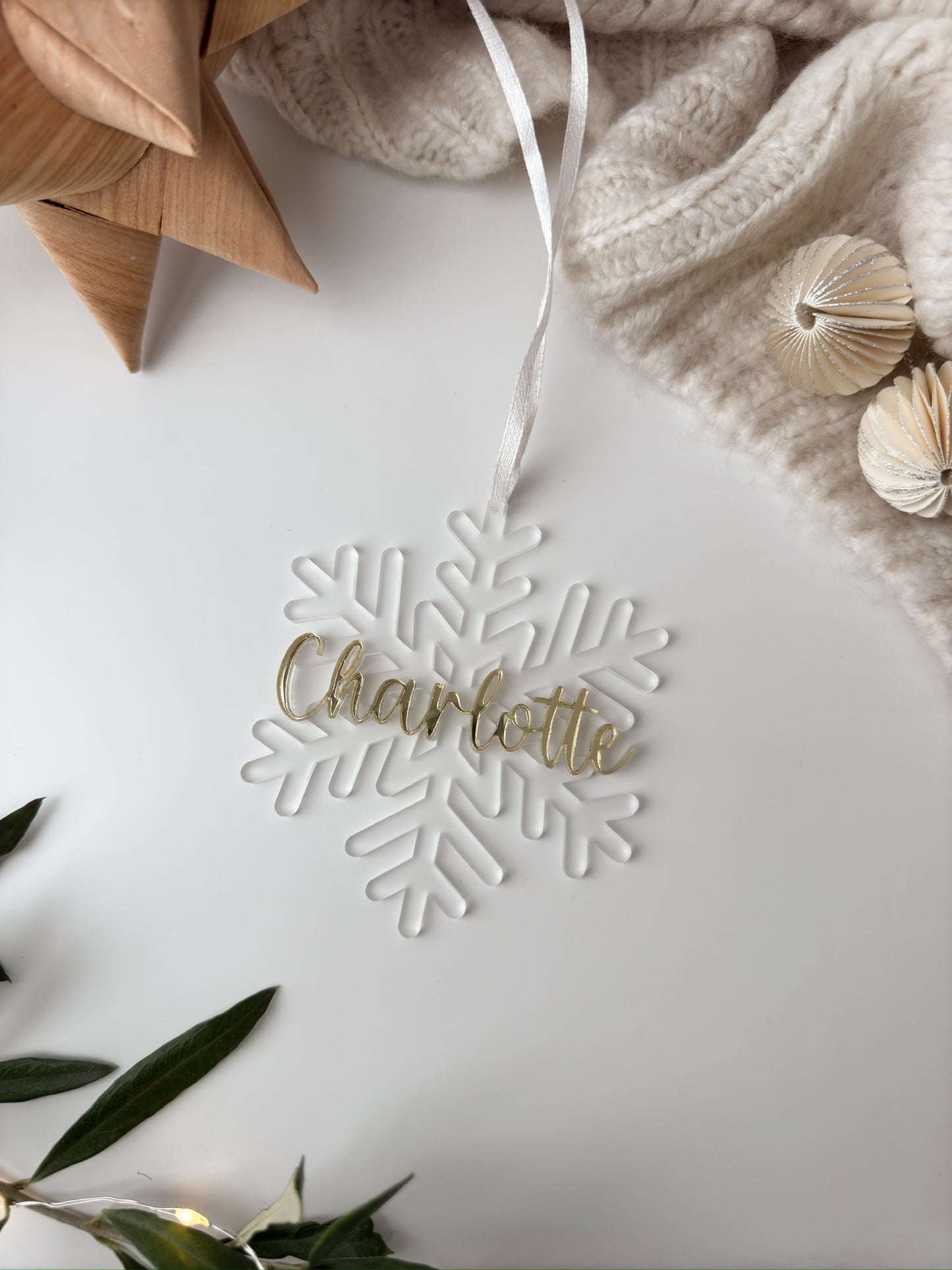 Personalisierter Christbaumanhänger - Schneeflocke