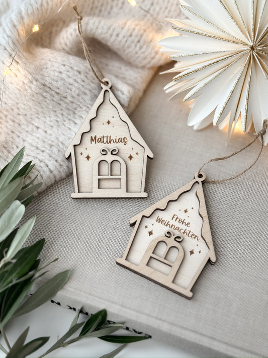 Personalisierter Christbaumanhänger - Lebkuchenhaus