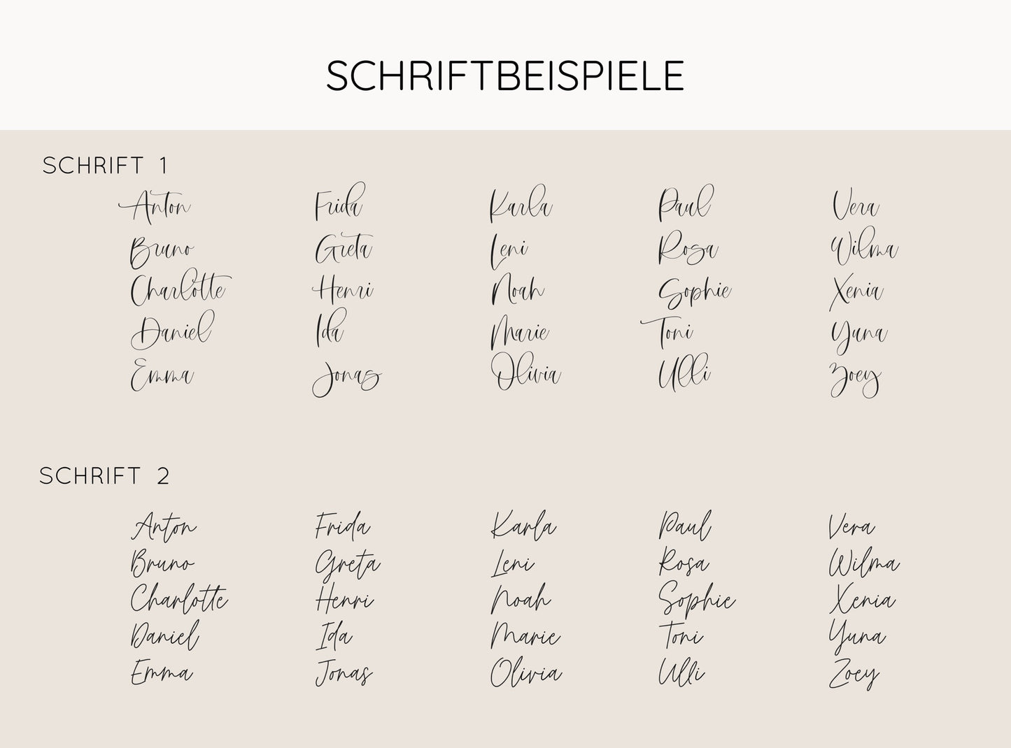 Personalisierte Platzkarte