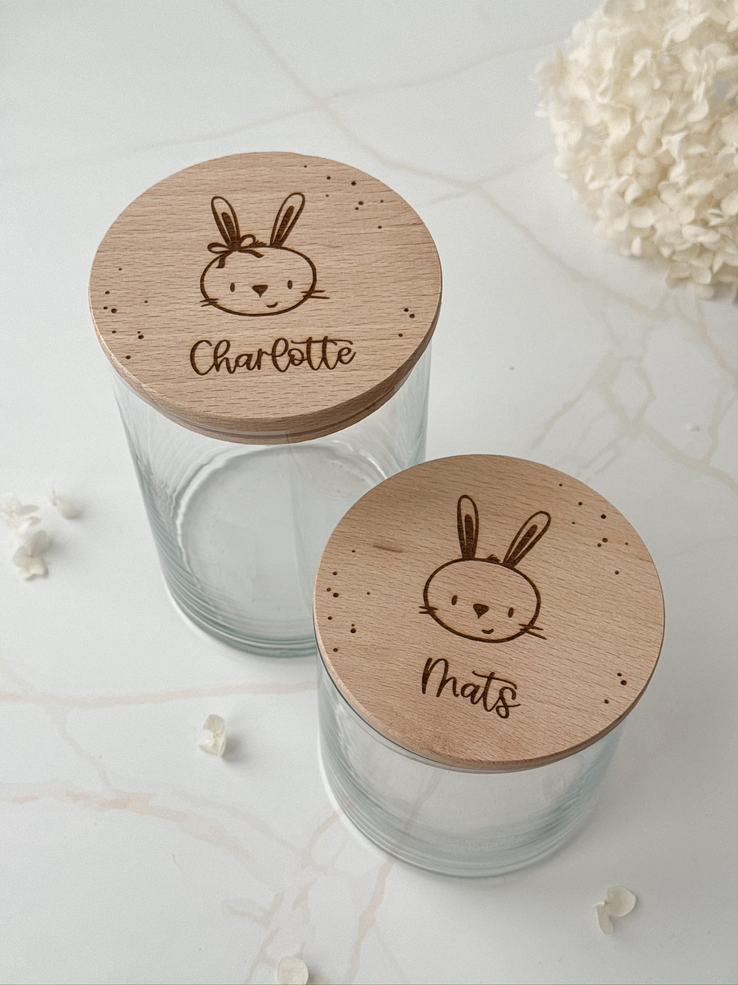 Vorratsglas mit Holzdeckel - Ostern personalisiert