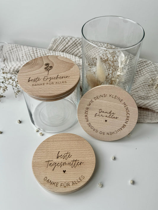 Vorratsglas mit Holzdeckel für Erzieherin & Tagesmutter