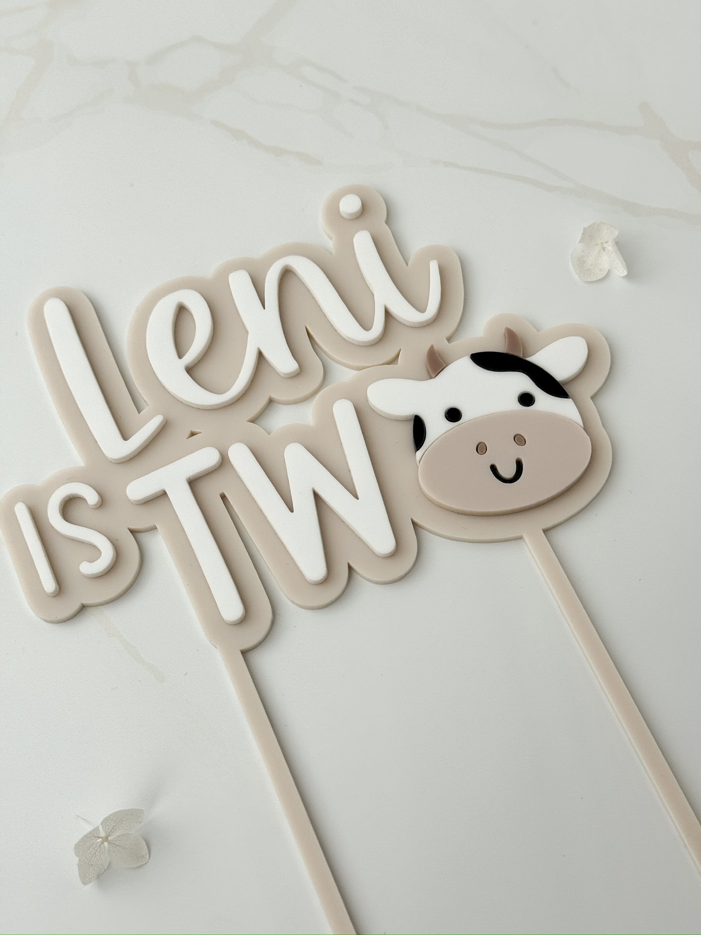 Cake Topper ONE, TWO - Kuh