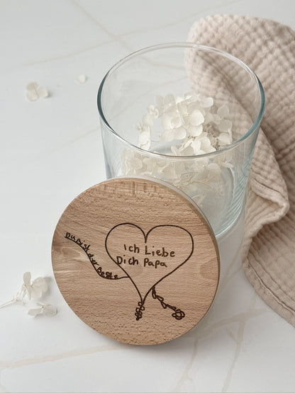 Personalisiertes Vorratsglas mit Kinderzeichnung Gravur