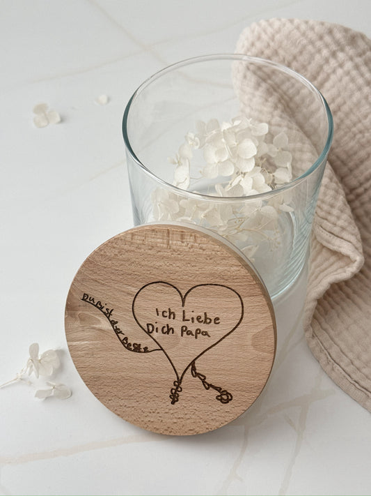 Personalisiertes Vorratsglas mit Kinderzeichnung Gravur