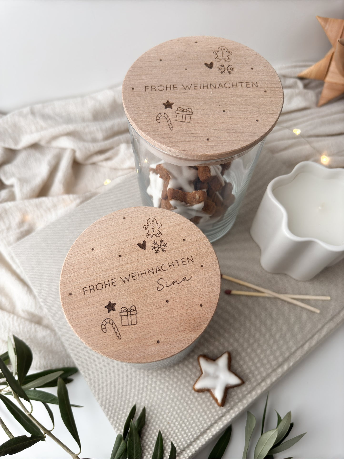 Vorratsglas mit Holzdeckel - Weihnachten
