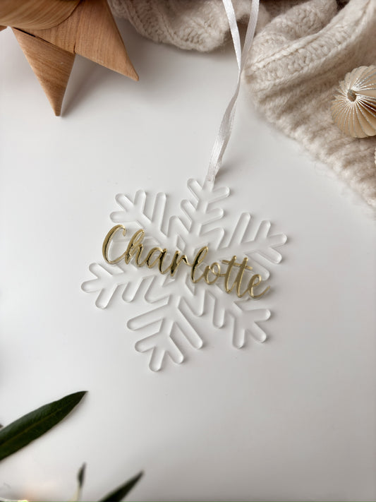 Personalisierter Christbaumanhänger - Schneeflocke
