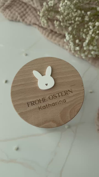 Vorratsglas mit Holzdeckel - Ostern personalisiert