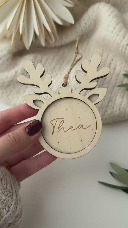 Personalisierter Christbaumanhänger - Rentier