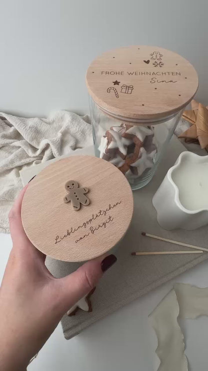 Vorratsglas mit Holzdeckel - Lebkuchenmann