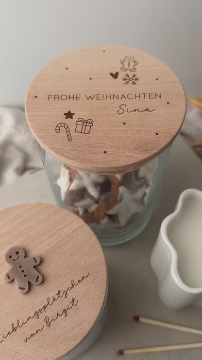 Vorratsglas mit Holzdeckel - Weihnachten