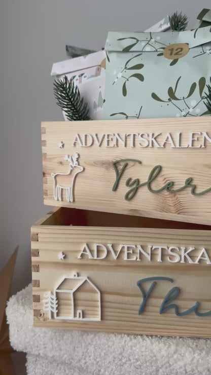 Personalisierter Adventskalenderkiste zum Befüllen